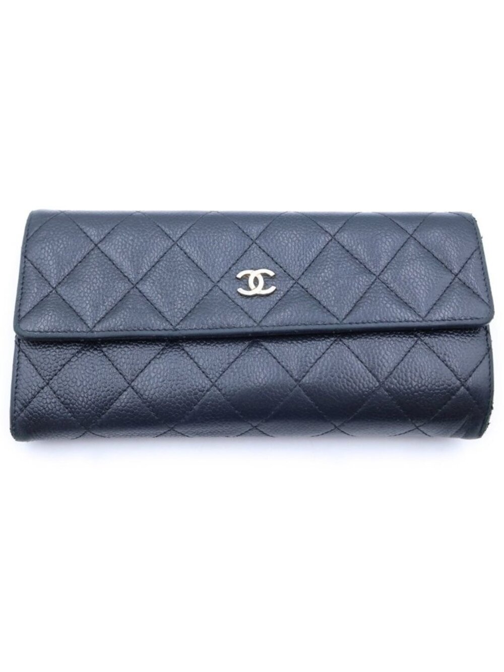 Chanel Caviar Leather CC Logo Wallet Black